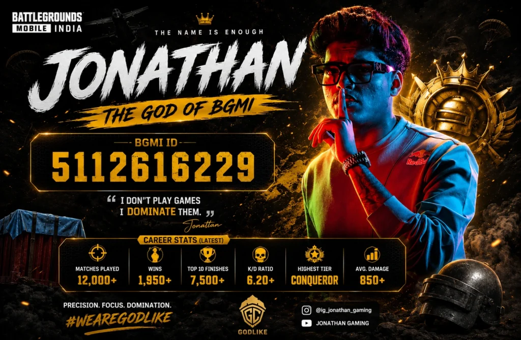 Jonathan BGMI ID And Full Stats, Sensitivity and Gaming Profile 2026 Jonathan BGMI ID And Full Stats, Sensitivity and Gaming Profile 2026