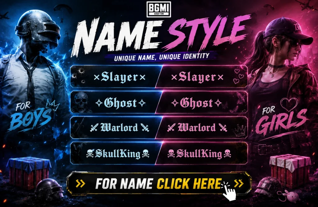 Best BGMI Name Style Ideas for Attitude Boys and Girls Bgmi Name Style