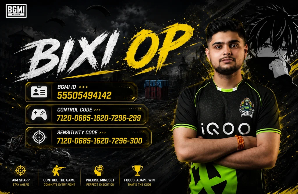 Bixi Op BGMI ID, Control Code And Sensitivity Code At One Place Bixi Op BGMI ID, Control Code And Sensitivity Code At One Place